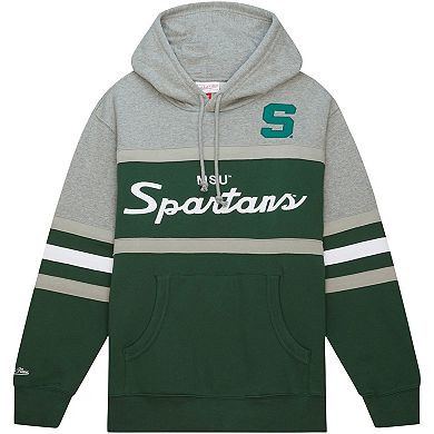 Men's Mitchell & Ness  Green Michigan State Spartans Head Coach Pullover Hoodie