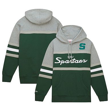 Men's Mitchell & Ness  Green Michigan State Spartans Head Coach Pullover Hoodie