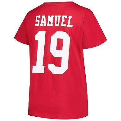 Women's Fanatics Branded Deebo Samuel Scarlet San Francisco 49ers Plus Size Player Name & Number V-Neck T-Shirt