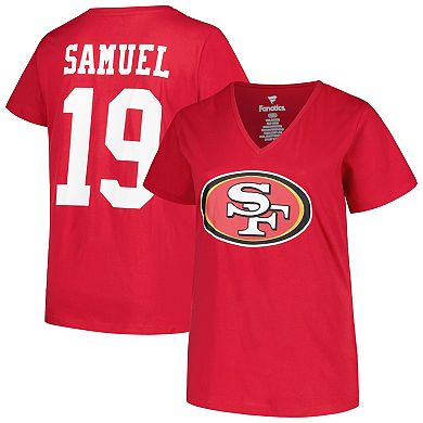 Women's Fanatics Branded Deebo Samuel Scarlet San Francisco 49ers Plus Size Player Name & Number V-Neck T-Shirt