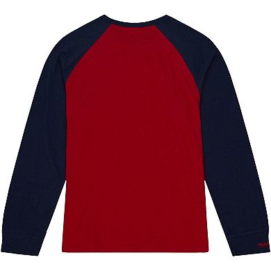 Men's Mitchell & Ness  Red Ole Miss Rebels Legendary Slub Raglan Long Sleeve T-Shirt