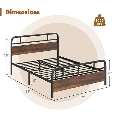 Bed Frame with Industrial Headboard