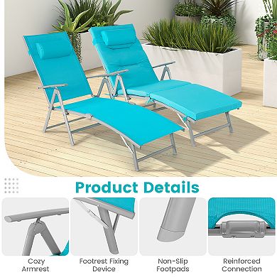 Folding Chaise Lounge Chair Outdoor Reclining Chair for Backyard-Tuiquoise