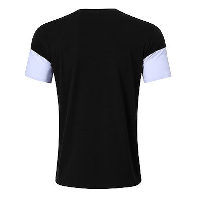 Men's Crew Neck Slim Fit Color Block Short Sleeve T Shirts Tees