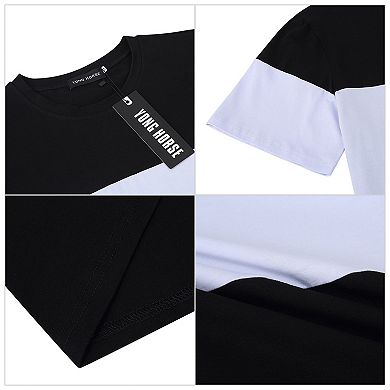 Men's Crew Neck Slim Fit Color Block Short Sleeve T Shirts Tees