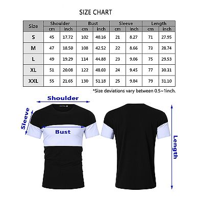 Men's Crew Neck Slim Fit Color Block Short Sleeve T Shirts Tees