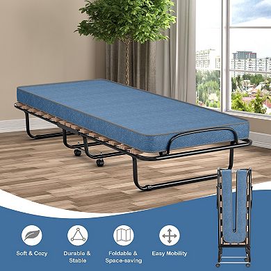 Portable Folding Bed with Memory Foam Mattress and Sturdy Metal Frame