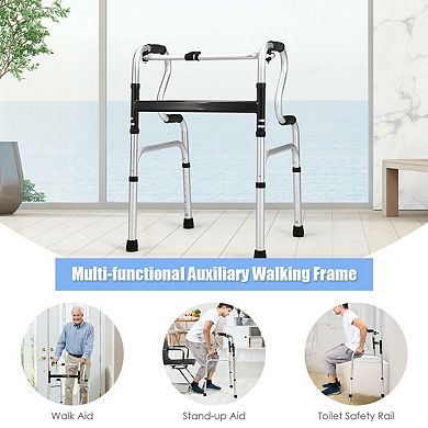 One-Button Folding Aluminum Walking Frame Walker