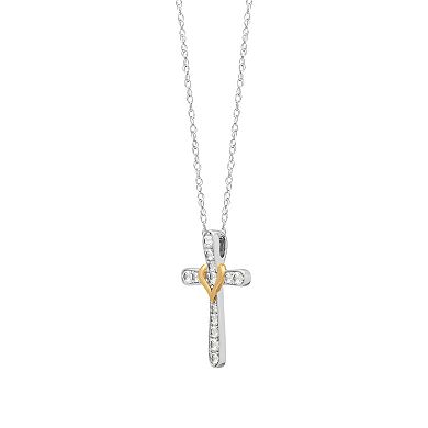 Love Always Sterling Silver Lab-Created White Sapphire Cross Pendant Necklace