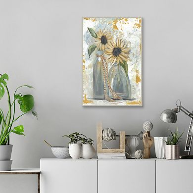 Master Piece Look on the Bright Side Flower Framed Canvas Print Wall Art