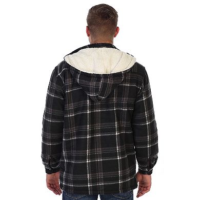 Gioberti Mens Sherpa Lined Flannel Jacket with Removable Hood