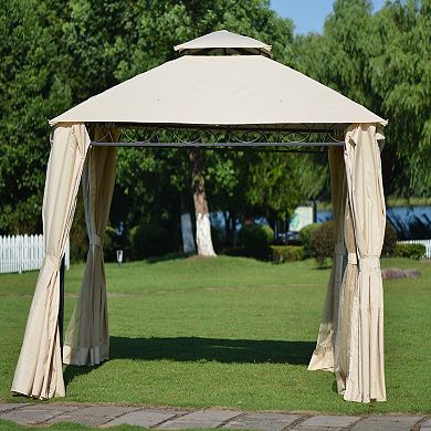 FC Design Quality Double Tiered Grill Canopy, Outdoor BBQ Gazebo Tent