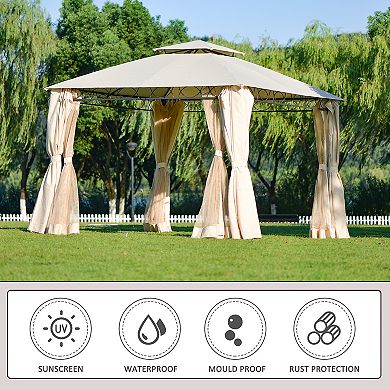 FC Design Quality Double Tiered Grill Canopy, Outdoor BBQ Gazebo Tent