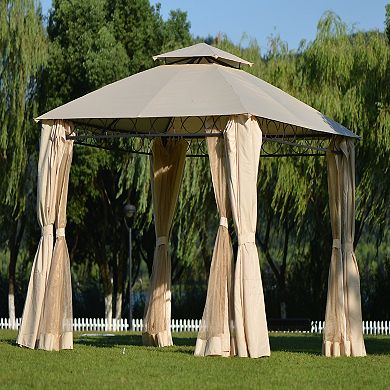 FC Design Quality Double Tiered Grill Canopy, Outdoor BBQ Gazebo Tent