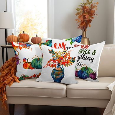 G128 18 x 18 In Fall Pumpkin Oil Painting Style Waterproof Pillow, Set of 4