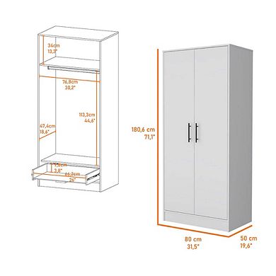 Rio Double Door Armoire, One Cabinet,  Hidden Drawer