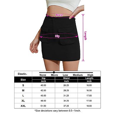 Women Cargo Mini Skirts Summer Casual Slim Fit High Waist Button Skirt With Pocket