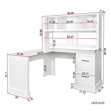 Home Office Computer Desk with Hutch