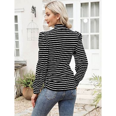 Women's Knit Ribbed Maternity Top Mock Neck Long Sleeve Shirts Pregnant Ruched Tunic Pullover Top