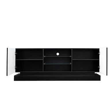 TV Stand with Lights, Modern LED TV Cabinet with Storage Drawers