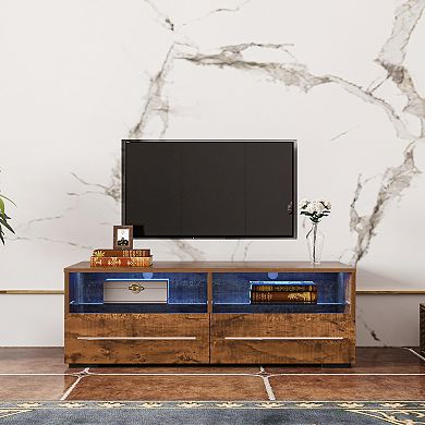 FC Design TV Cabinet with Two Drawers with and Changing Light Strips