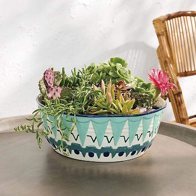 Sonoma Goods For Life Wavy Glaze Low Bowl Planter Table Decor