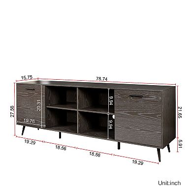 F.C Design TV Stand Mid-Century Wood Modern Entertainment Center Adjustable Storage Cabinet