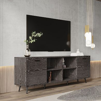 F.C Design TV Stand Mid-Century Wood Modern Entertainment Center Adjustable Storage Cabinet