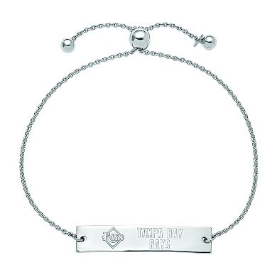 LogoArt Sterling Silver MLB Tampa Bay Rays Small Bar Adjustable Bracelet