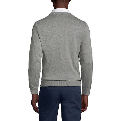 Men's Lands' End School Uniform Fine Gauge V-neck Sweater