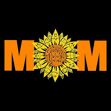 Mom Sunflower - Women's Word Art V-Neck T-Shirt