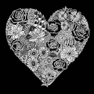 Heart Flowers - Women's Word Art V-Neck T-Shirt