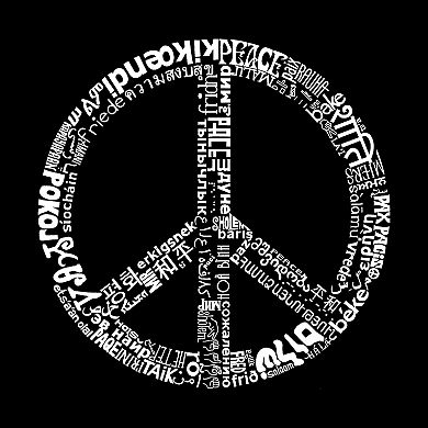 The Word Peace In 77 Languages - Womens Word Art T-Shirt