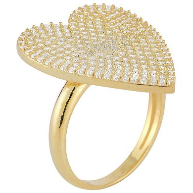 Sunkissed Sterling 14k Gold Over Silver Cubic Zirconia Pave Heart Ring