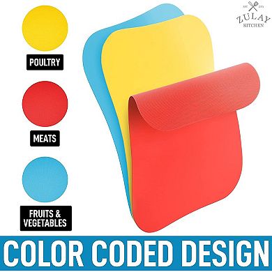 Zulay Kitchen Curved Edge Flexible Cutting Board Mats - Set of 3