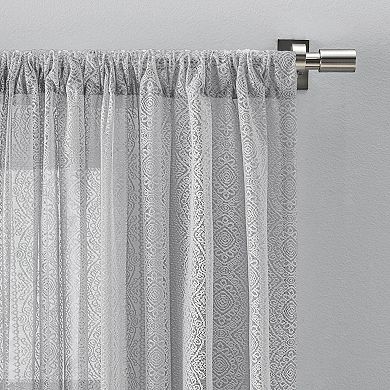 Stripe Lace Rod Pocket Valance