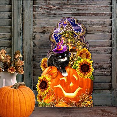 Halloween Kitten Door Decor by D. Gelsinger - Thanksgiving Halloween Decor