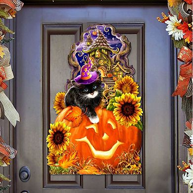Halloween Kitten Door Decor by D. Gelsinger - Thanksgiving Halloween Decor