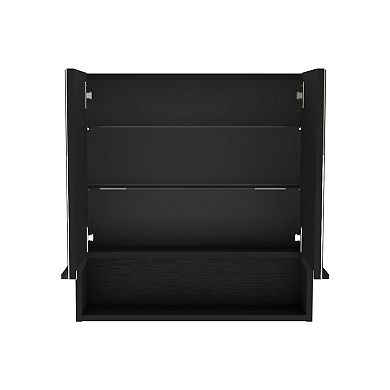 DEPOT E-SHOP Tatacoa Mirror Medicine Cabinet, One Open Shelf, Three Interior Shelves, Black
