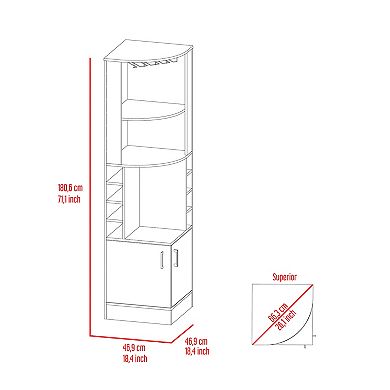 DEPOT E-SHOP Egina Corner Bar Cabinet, Two External Shelves , White