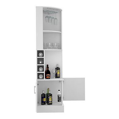 DEPOT E-SHOP Egina Corner Bar Cabinet, Two External Shelves , White