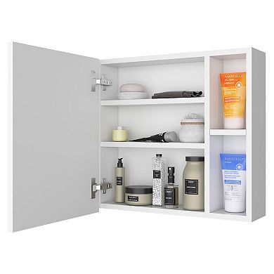 DEPOT E-SHOP Queets Medicine Single Door Cabinet, External Shelves, 3Interior Shelves ,White