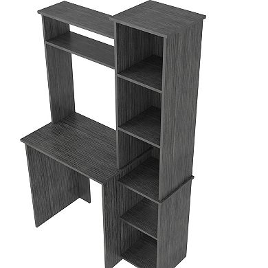 DEPOT E-SHOP Aramis Desk, Five Shelves, Two Superior Shelves, Smokey Oak