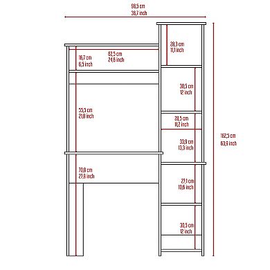 DEPOT E-SHOP Aramis Desk, Five Shelves, Two Superior Shelves, Light Gray