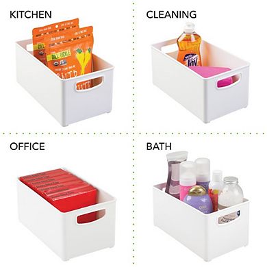 mDesign Plastic Storage Wide Organizer Bin w/Handles for Bathroom, - 4 Pack