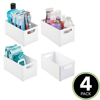 mDesign Plastic Storage Wide Organizer Bin w/Handles for Bathroom, - 4 Pack