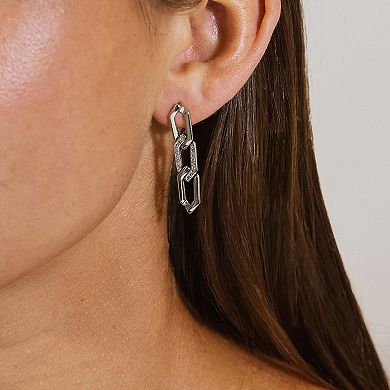 MC Collective Cubic Zirconia Chain Link Drop Stud Earrings