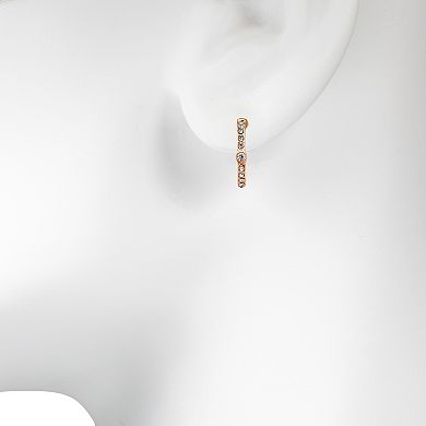 LC Lauren Conrad Gold Tone Simulated Crystal Nickel Free 3-Pair Hoop Earring Set