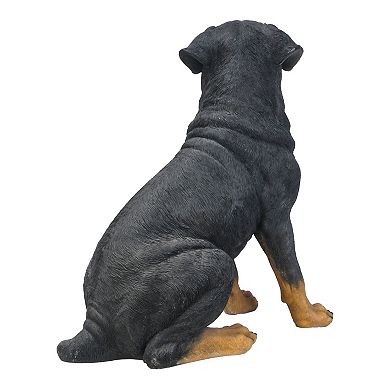 20.75" Black and Brown Rottweiler Sitting Statue