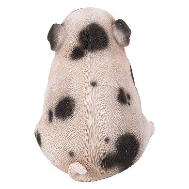 5.50" Pink with Black Spots Chubby Piglet Sitting Outdoor Garden Figurine